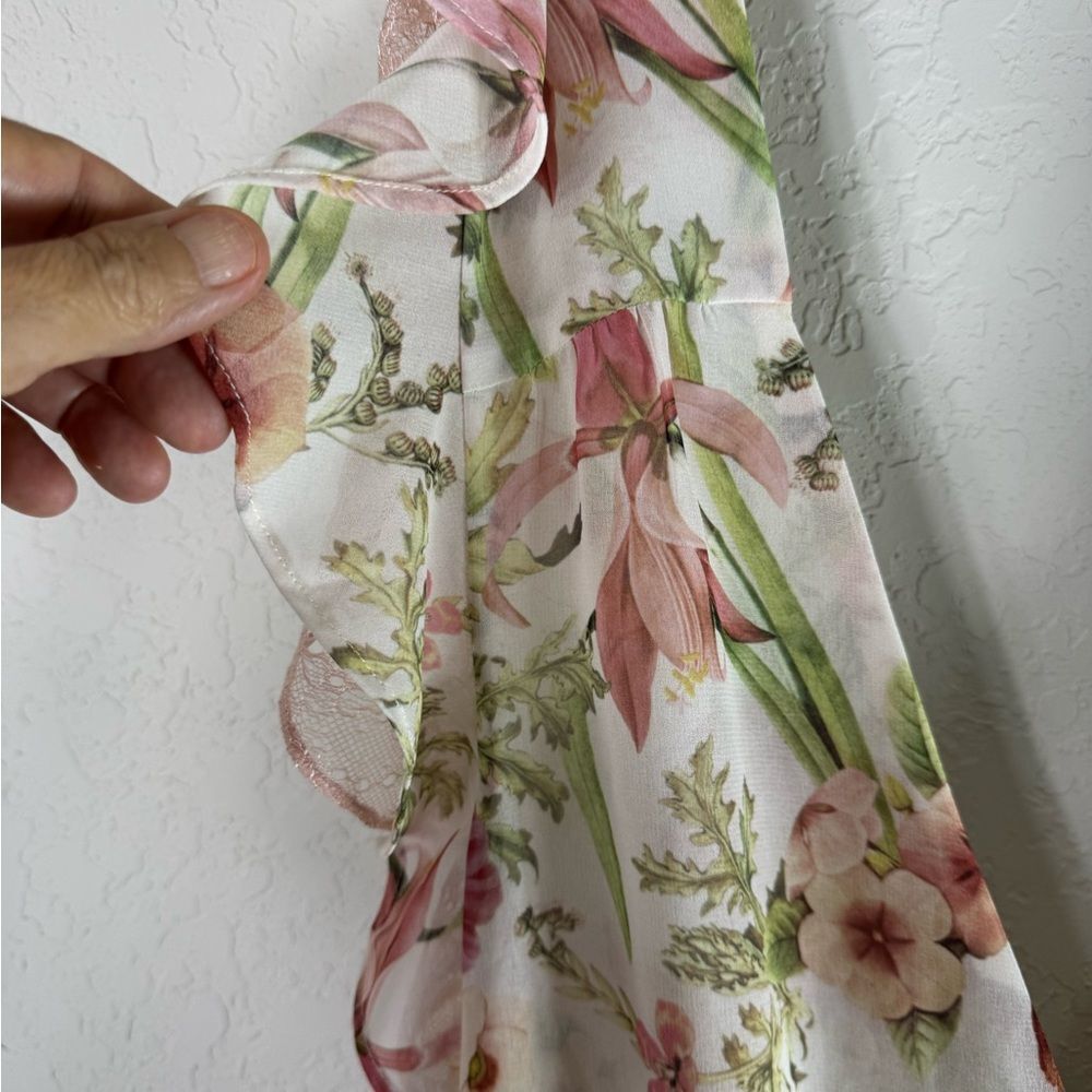 Floral V-Neck Wide Leg Jumpsuit Boho Spring Wedding Guest - Picture 5 of 11